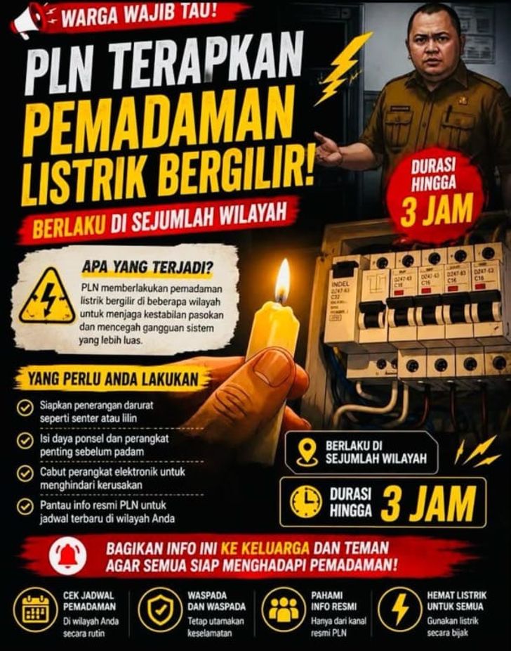 Pemadaman Listrik Bergilir Terjadi di Sejumlah Wilayah Sidoarjo, Warga Keluhkan Aktivitas Terganggu 8 Pemadaman Listrik Bergilir Terjadi di Sejumlah Wilayah Sidoarjo, Warga Keluhkan Aktivitas Terganggu